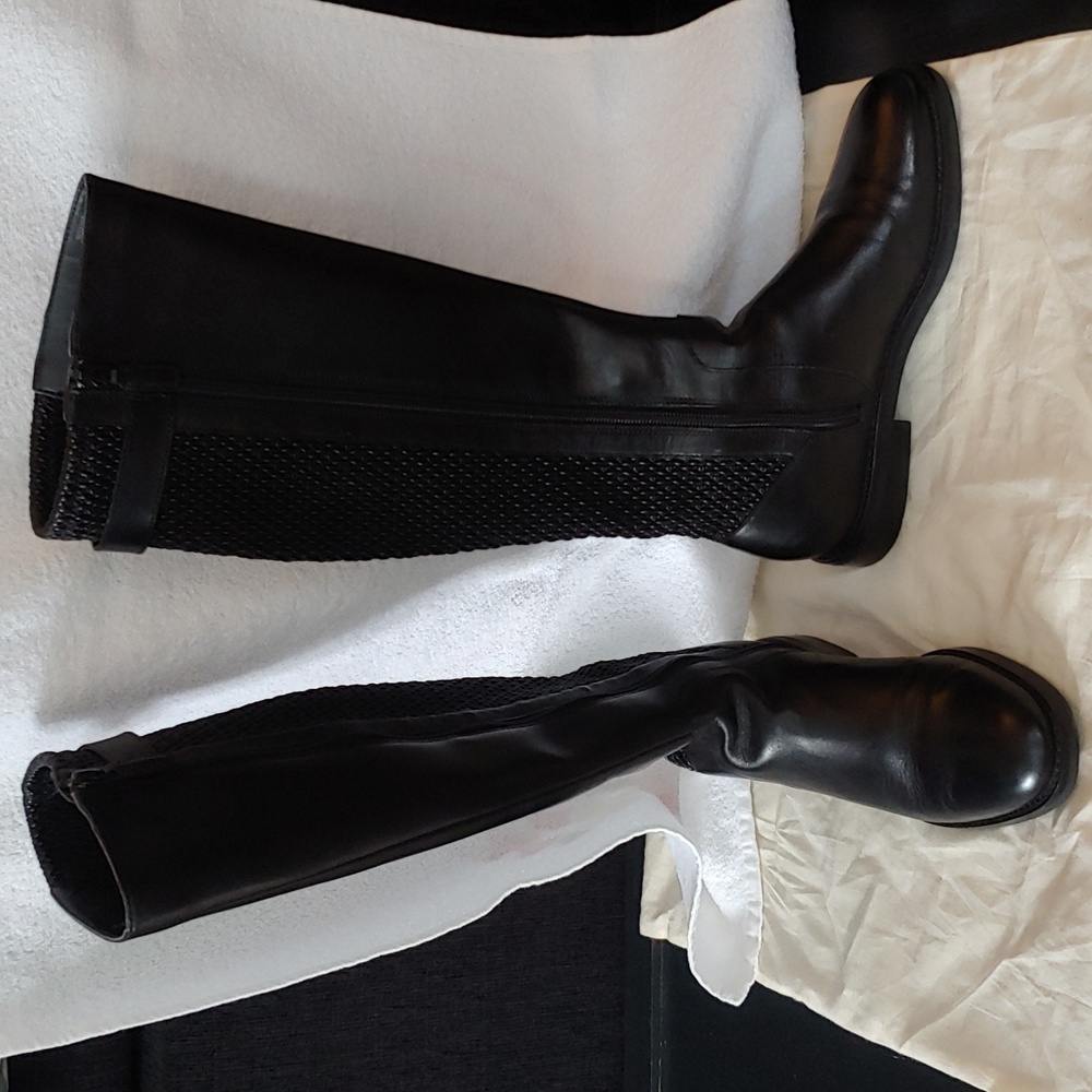 Cole Haan Knee High Black Leather Boots